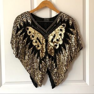 VINTAGE Sequined Silk Butterfly Top